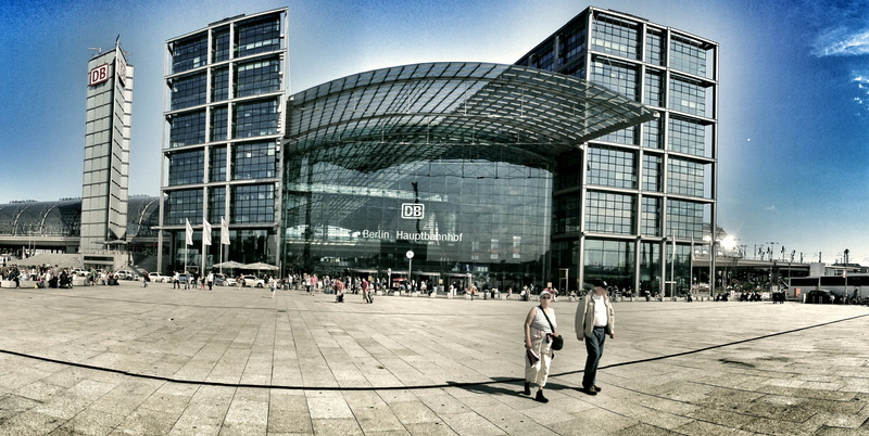 office building exterior, germany, building, cityscape, people, financial district, central station, modern, outdoors, berlin, 4K, real people, day, railway station