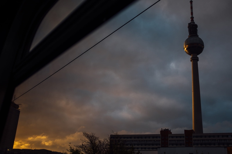 outdoors, global communications, building exterior, tower, german, sky, architecture, low angle view, outdoorsunset, tall - high, sunrise, dusk, built structure