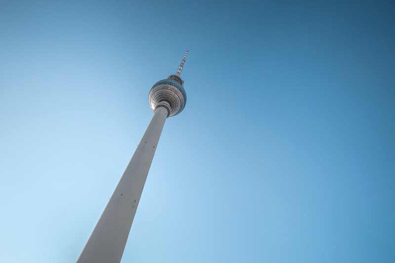 no people, built structure, outdoors, berlin, low angle view, travel destinations, communication, winter, building exterior, spire, technology, broadcasting
