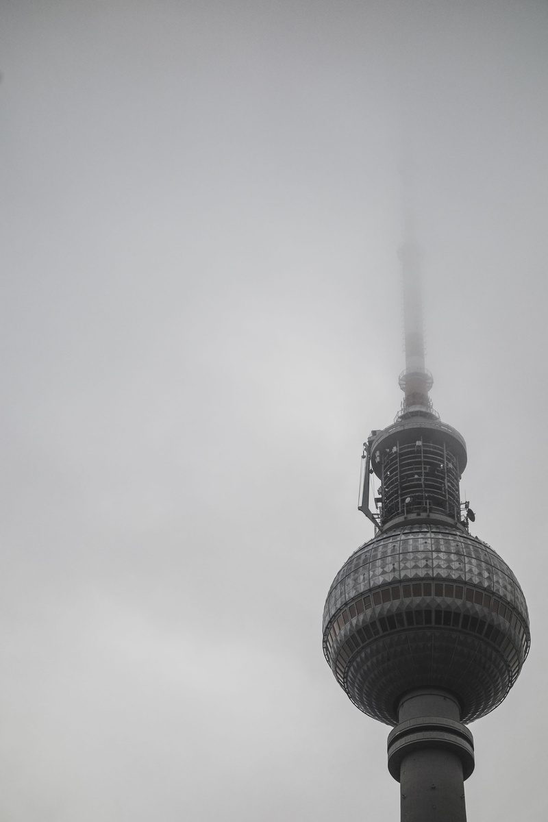 city, communication, architecture, office building exterior, germany, sky, built structure, grey, building exterior, low angle view, fernsehturm, tv tower
