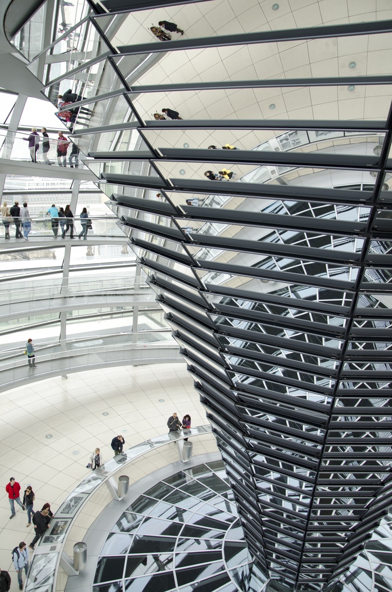 travel, men, staircase, crowd, modern art, walking, built structure, high angle view, incidental people, day, berlin, mirrors, building, dome, women, large group of people