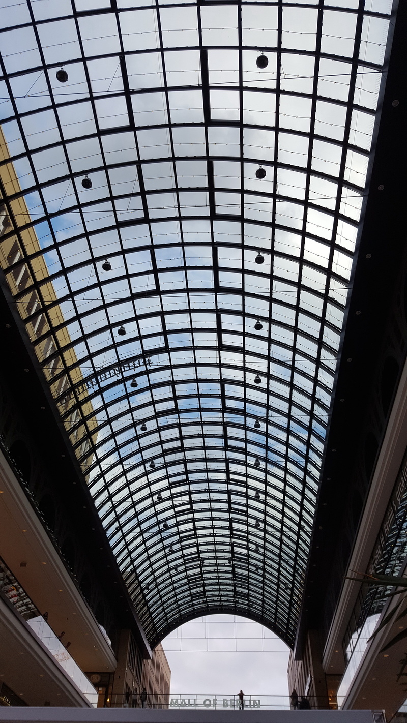 day, city, pattern, berlin, built structure, no people, ceiling, low angle view, architectural feature, shopping centre, transportation, glass - material