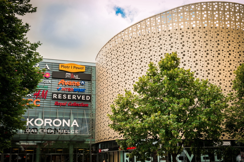 building exterior, sky, shop, plant, no people, shopping, kielce, travel, nature, poland, text, communication, shopping mall, tree, skyscraper, sign, western script