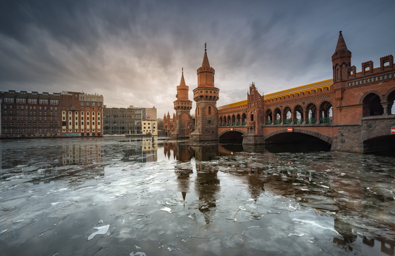 The Oberbaum Bridge Berlin, bridge, 5K, the city