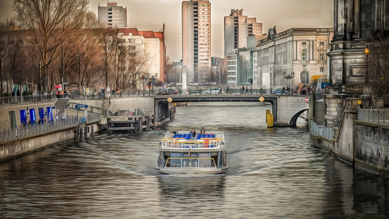 incidental people, bridge, waterfront, no people, residential district, built structure, 2K, city life, canal, boat, mode of transportation, germany, nature