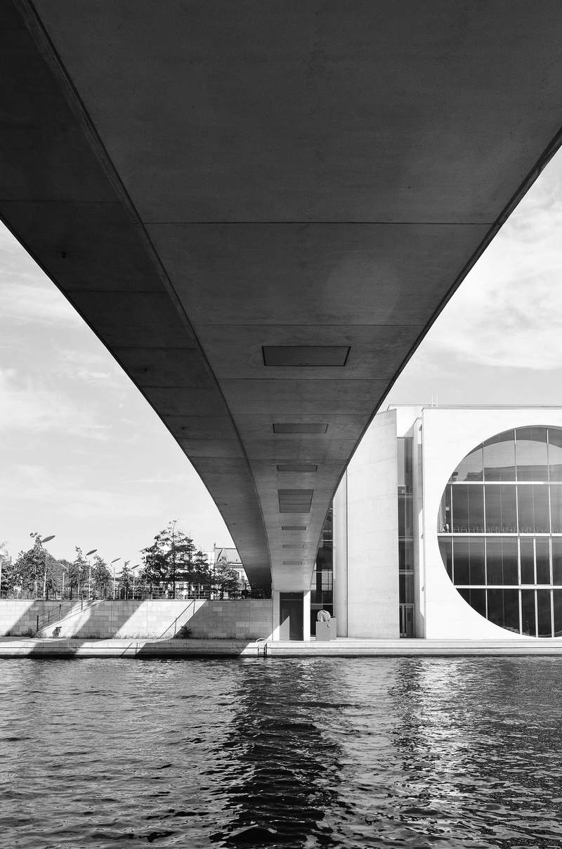 berlin, outdoors, building exterior, sky, day, connection, nature, transportation, river, 2K, no people, city, cloud - sky, capital, nautical vessel, bridge - man made structure
