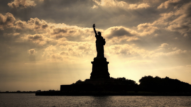 1080P, new York City, uSA, flaming Torch, travel Destinations, sculpture, no People, sunset, monument, urban Scene, independence, urban Skyline, history