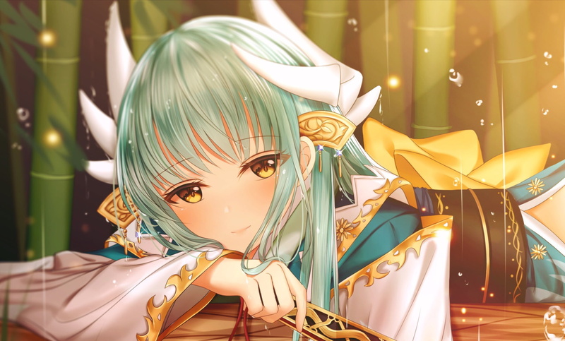 Black Hair, Anime, 1080P, Kiyohime (Fate/Grand Order), Green Hair, Original (Anime), Kimono, Girl, Fate/Grand Order, Fate Series, Smile