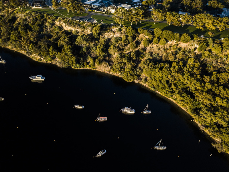 blue water, buildings, nature, australia, transportation, trees, black river, aerial, high angle view, near, green color, 4K, lake, 15 johnson parade