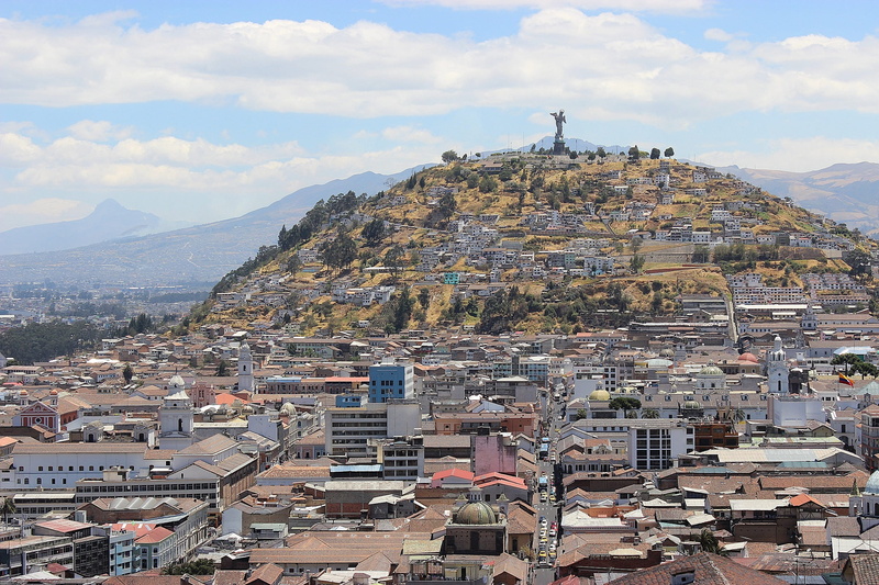building exterior, townscape, building, virgen de quito, nature, crowd, Latin, el panecillo, high angle view, mountain range, settlement, crowded, Travel
