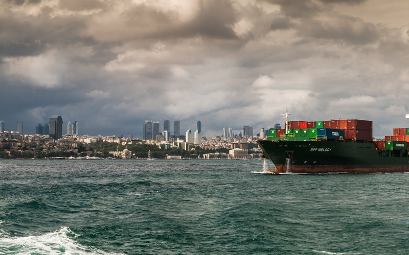 waves, building exterior, container ship, no people, built structure, water, container, nature, Turkey, transportation, sky, harbor, shipping, sea, cityscape