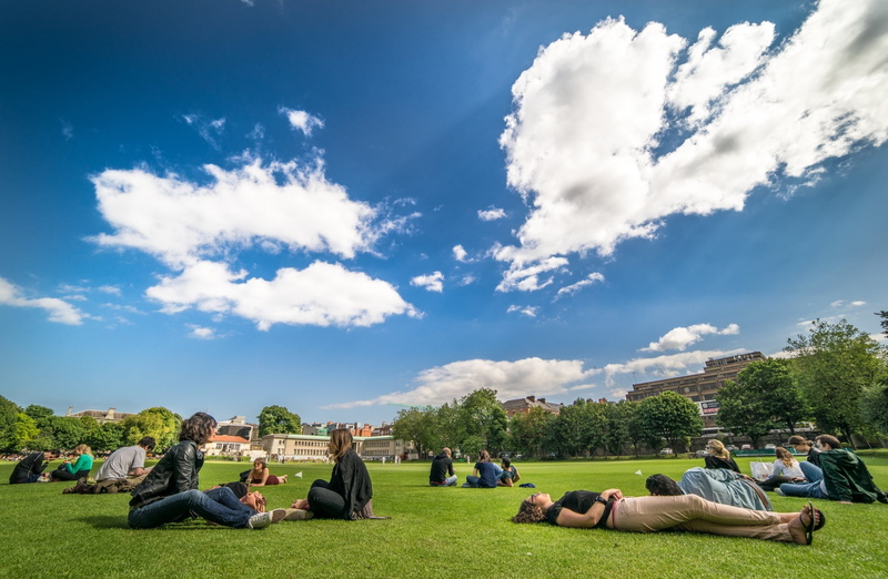 relaxation, Urban, 1080P, group of people, nature, lying down, Ireland, Dublin, students, men, Grass, tree, real people, Europe, bluesky, sky, Relax, Summer
