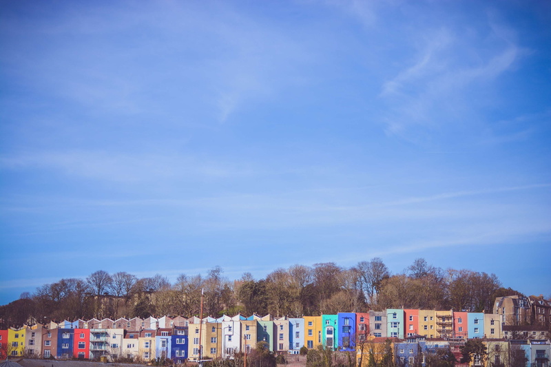 day, cloud - sky, building exterior, tree, colours, blue, house, architecture, view, building, bluesky, plant, residential district, outdoors, nature, city