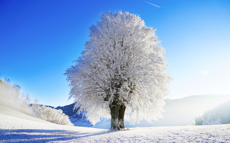 blue, Foggy, sky, snowcapped mountain, scenics - nature, frozen, no people, Frost, day, Landscape, Winter, Cold, tranquil scene, 8K, bluesky, idyllic