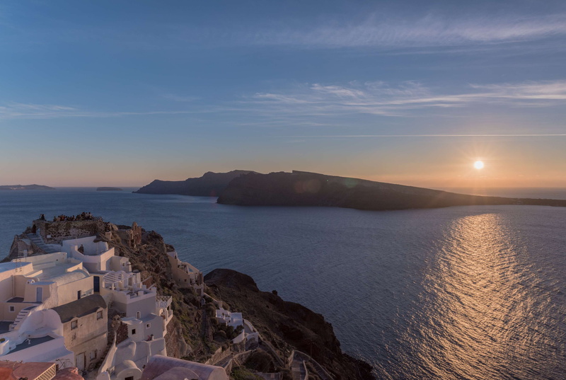 famous, cyclades, sunset, evening, castle, architecture, village, travel, island, scenics - nature, scene, outdoors, beauty in nature, colorful, beach