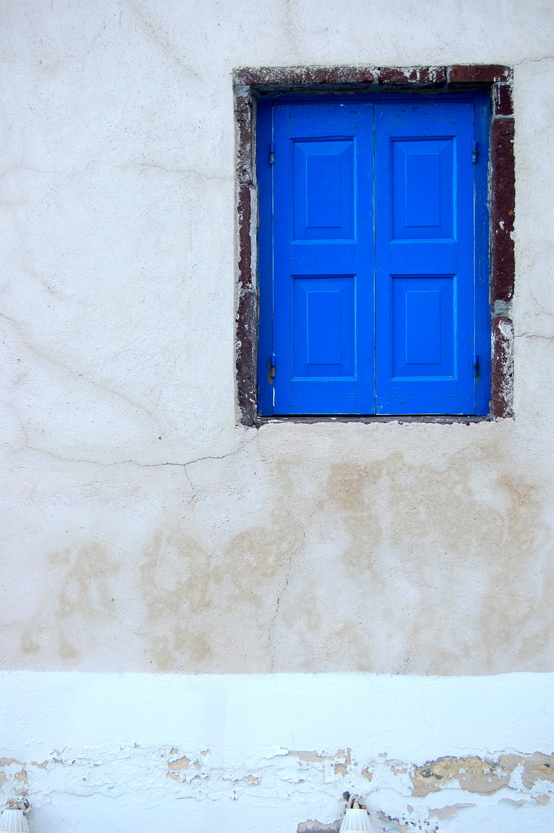 built structure, architecture, house, blue, building, day, sunlight, santorini, wall - building feature, glass - material, wall, window, oia, building exterior
