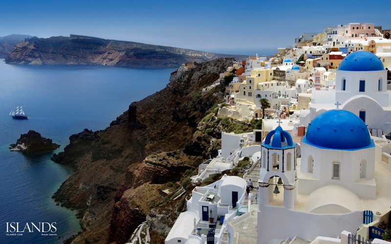 white, Aegean Sea, homes, houses, dome, Santorini, city, Oia, buildings, church, lights, Greece, evening, 1080P