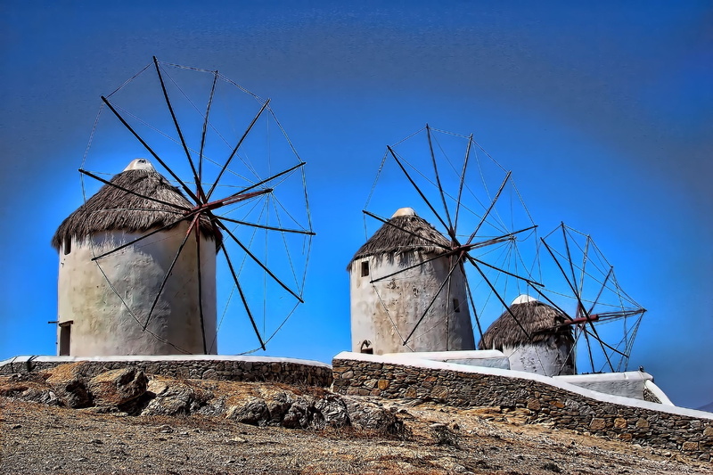 1080P, Greece, Mykonos, windmill, rendering, the sky