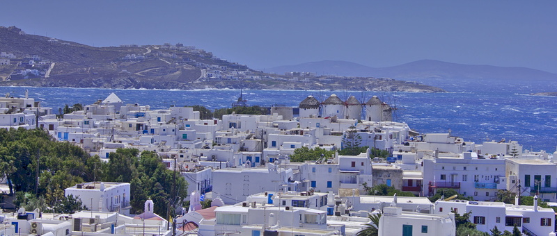 land, bay, view, aegean, buildings, aerial, no people, Village, residential district, surrounded, coastline, cityscape, Houses, body, house, Mykonos, 5K
