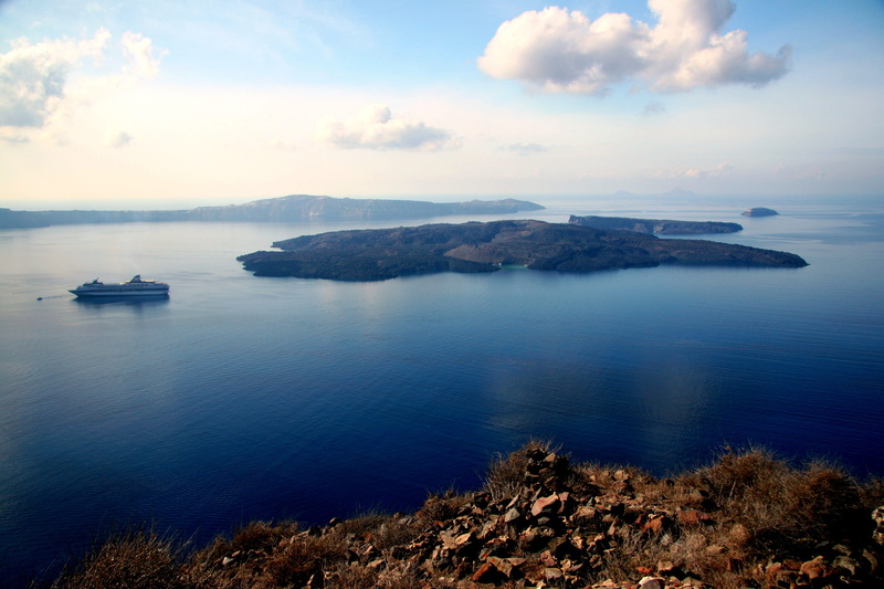 non-urban scene, tranquil scene, volcanic, Island, idyllic, horizon over water, greek island, Santorini, sky, Cyclades, water, mountain, greece, beauty in nature