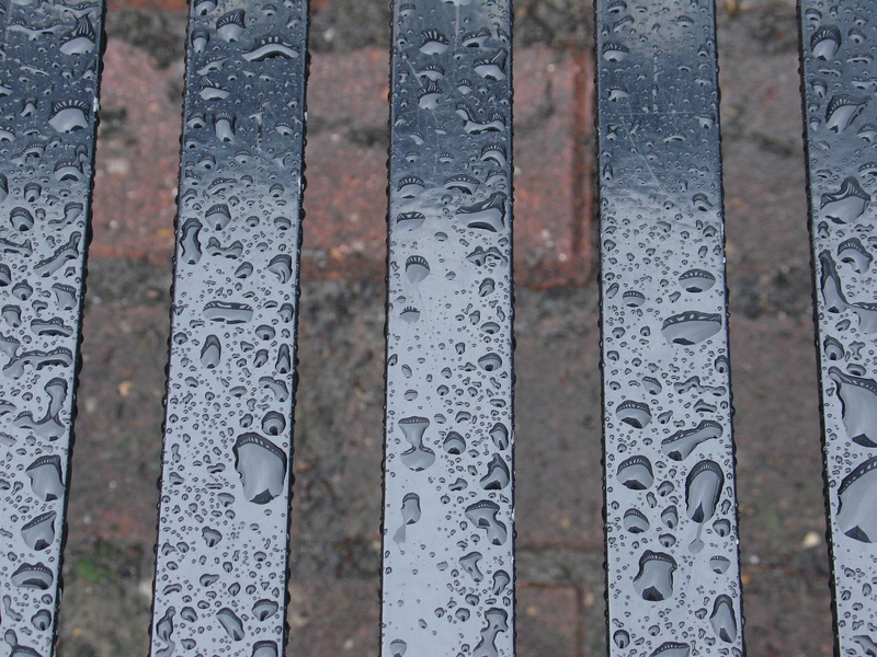 outdoors, gate, close-up, number, textured, pattern, side by side, full frame, old, rain, no people, close, metal, focus on foreground, wet, drop, pollution