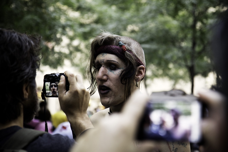manson, photography, photographing, video, camera, punk, occupy, demonstator, face paint, head, adult, new york, leisure activity, marilyn, headshot, 5K