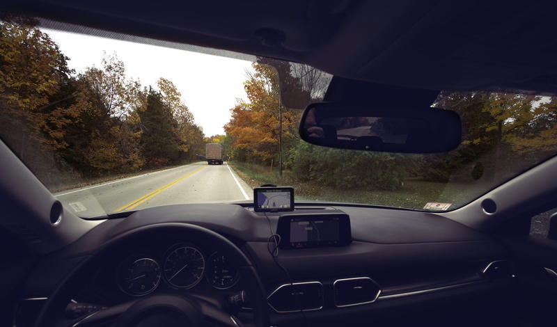 mode of transportation, land vehicle, fall, interior, vehicle interior, no people, nature, 5K, rear-view mirror, rental, trees, motor vehicle, day, car interior