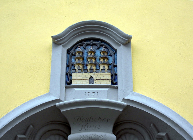 low angle view, safety, zschopau, security, nature, wall - building feature, reconstructed, built structure, architecture, entrance, coat of arms, house facade