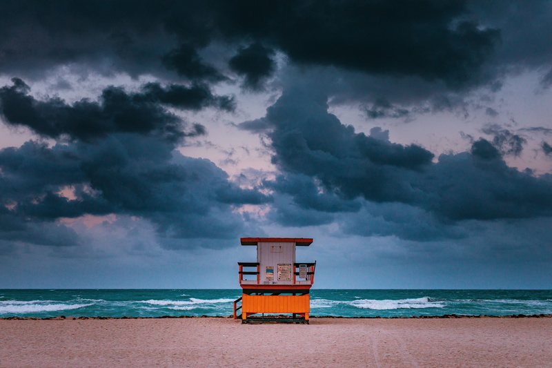 mode of transportation, dark, beach, no people, shore, 5K, sea, nature, sand, coast, water, horizon over water, cloud - sky, lifeguard hut, scenics - nature