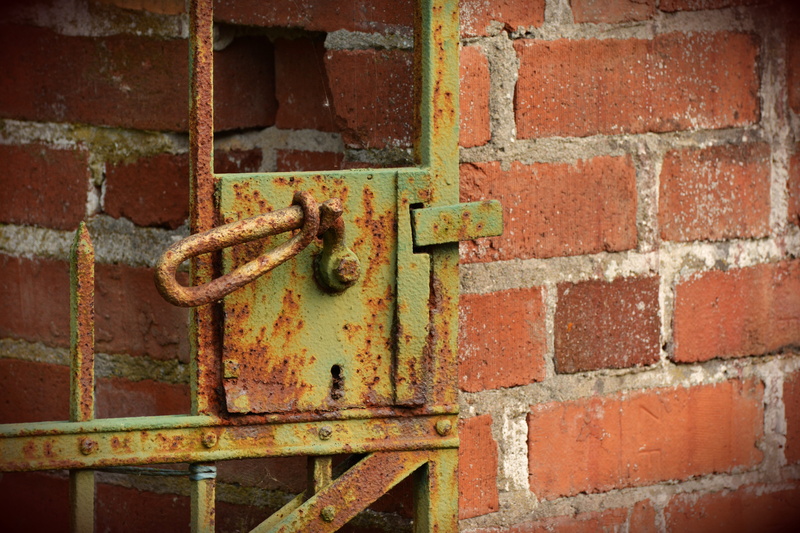 brick, architecture, decline, door handle, rusty, wall - building feature, wall, deterioration, closed, lock, abandoned, door, iron, close-up, old, castle
