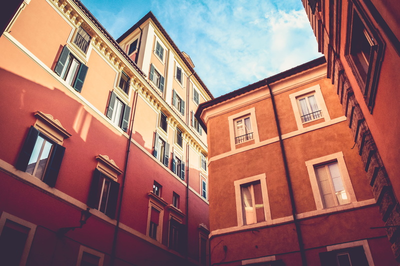 low, building complex, no people, mediterranean, residential district, architecture, multi colored, white, exterior, city, apartment, row house, sky, outdoors