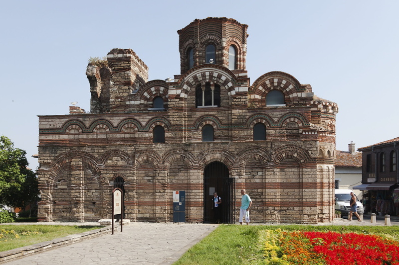 building, arch, incidental people, religion, facade, day, christ pantokrator church, belief, nature, outdoors, history, nessebar, bulgaria, built structure