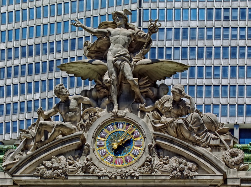 1080P, building exterior, city, representation, historic, low angle view, artwork, statue, near, human representation, landmark, clock, day, outdoors