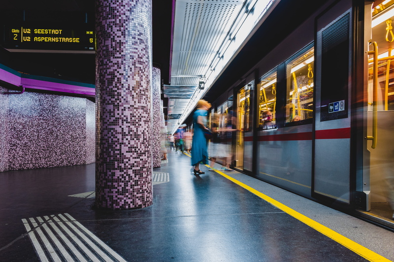 railroad station, alley, building, human, urban, mode of transportation, 5K, volkstheater u, terminal, architecture, travel, subway, building exterior