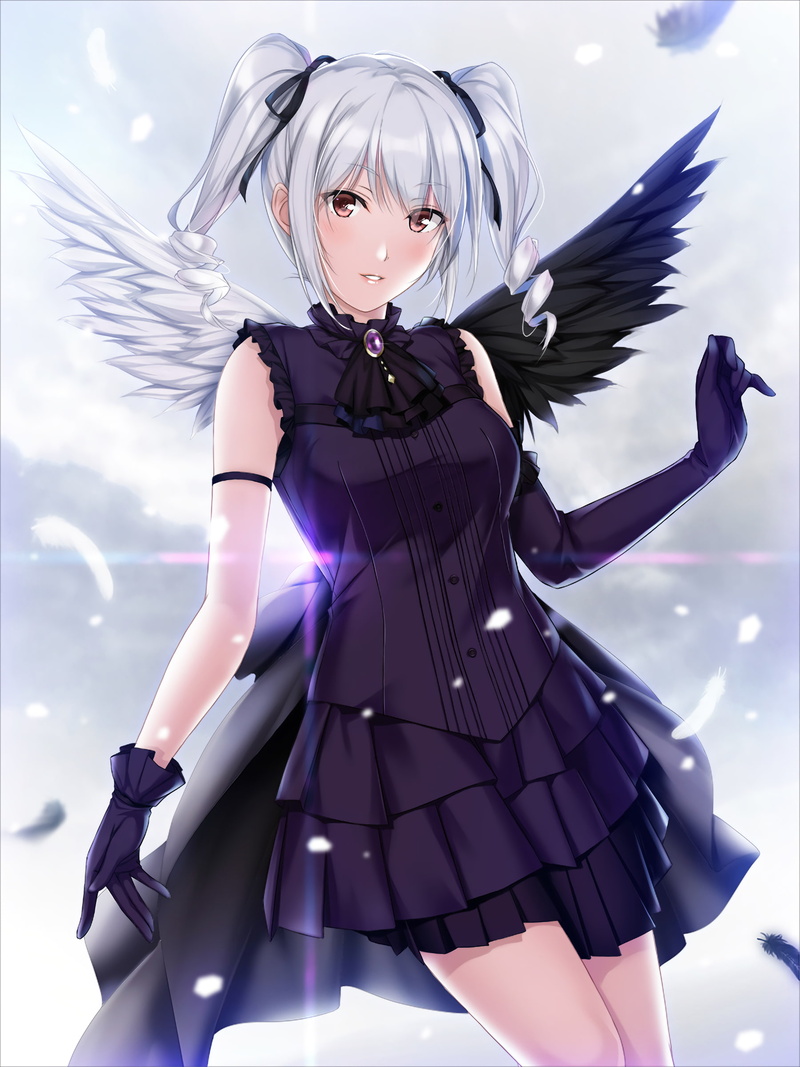 sky, standing, adult, nature, anime girls, angel, 1080P, Kanzaki Ranko, cyborg, young women, fantasy, costume, young adult, wings, women, beauty, clothing
