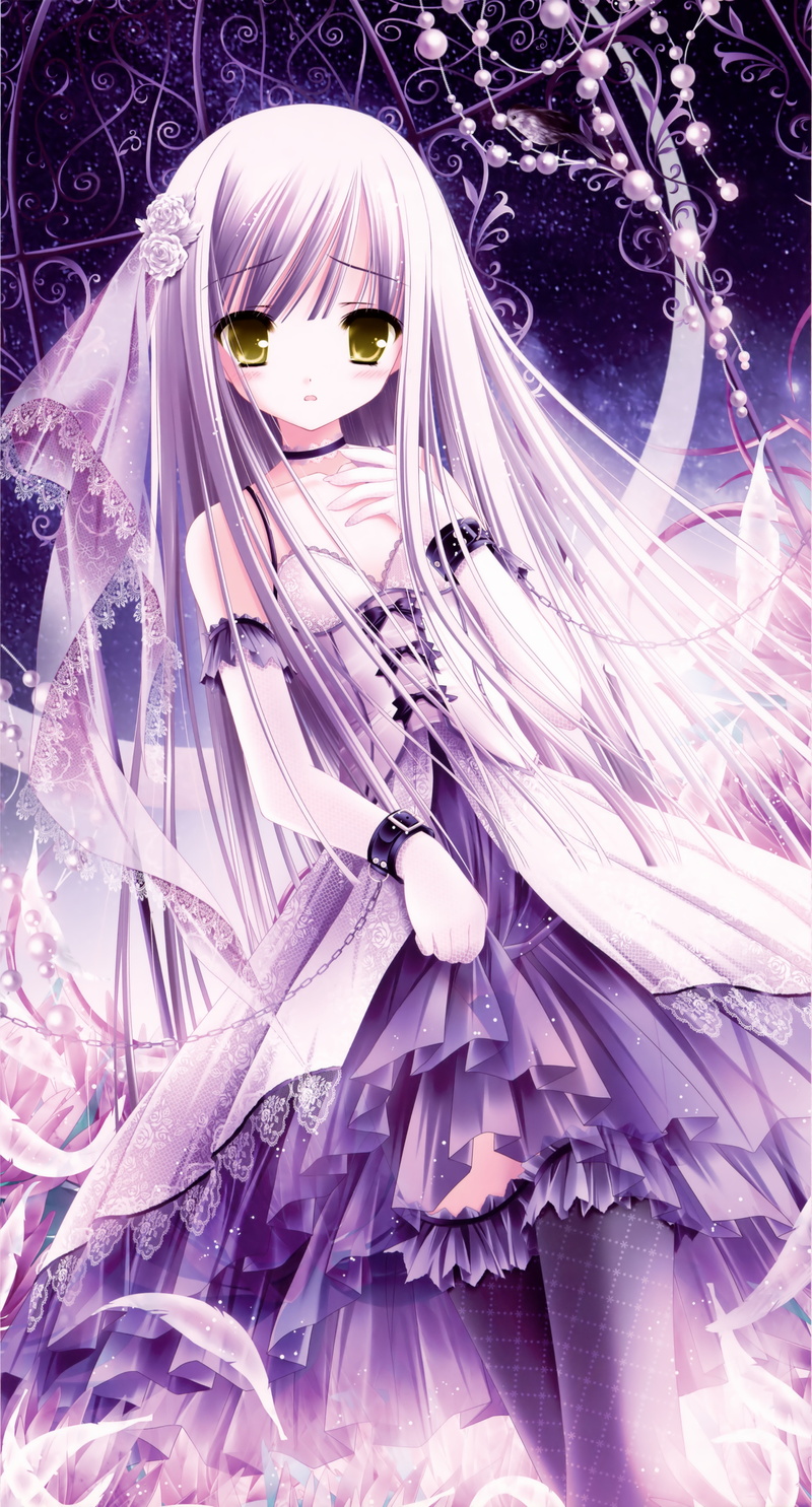 fashion, animals, artwork, t, yellow, golden, art, white, eyes, tights, 5K, hd, Flowers, hair, Dress, lolita, birds, anime