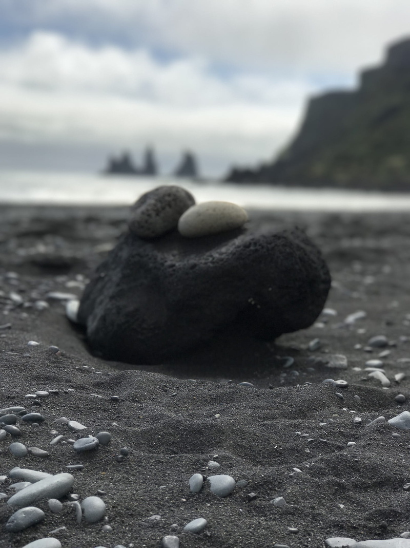 stone, day, outdoors, rocks, iceland, tranquility, surface level, cloud - sky, 1080P, sand, close-up, nature, adventure, vík, no people, stone - object