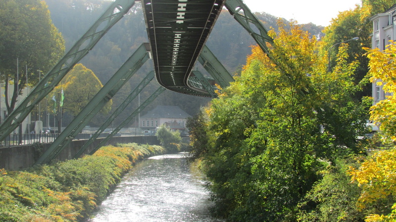 building exterior, day, wuppertal, nature, no people, river, 1080P, flowing water, beauty in nature, connection, built structure, motion, tree, autumn