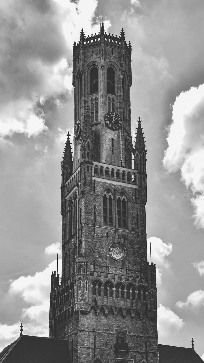fantasy, spirituality, clock tower, building exterior, spire, clock, place of worship, cloud - sky, 5K, low angle view, built structure, gothic style