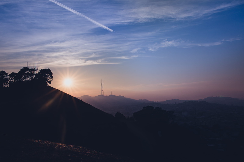 tranquility, travel, set, tower, idyllic, dawn, mountain, no people, landscape, non-urban scene, cloud - sky, beauty in nature, outdoors, sunlight, tree