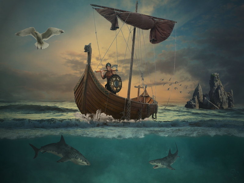 ocean, sky, adventure, mysticism, island, 4K, man, nature, sea, cloud - sky, hai, nautical vessel, transportation, marine, group of animals, bird, boot