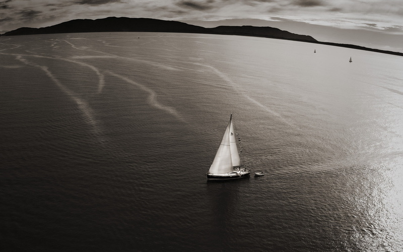 monochrome, photography, boat, 1080P, water, sailing ship, coast, sea