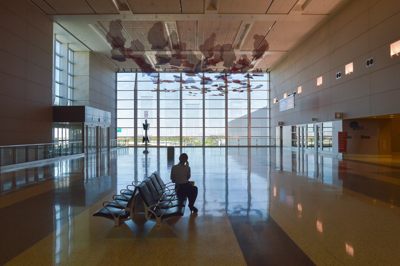 spacious, sitting, full length, building, ground, brace, mirror, architecture, 5K, urban, transparent, seat, reflection, roof construction, men, modern