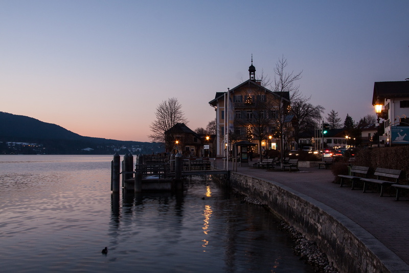 sky, canal, building exterior, pier, winter, water, landscape, christmas lights, blue, nature, bank, belief, architecture, built structure, town hall, lighting equipment