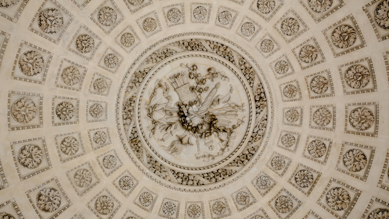 concentric, pattern, directly below, circle, beige, shape, decorative, art and craft, oldsymmetrical, texture, design, mural, simplify, indoors, the past