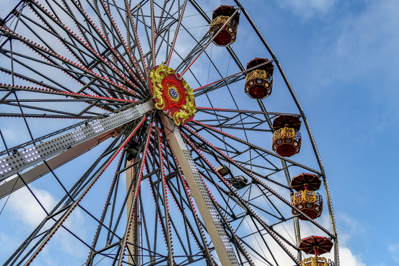 shape, fairground, christmas, moyse, 5K, circle, amusement park, fun, arts culture and entertainment, low angle view, ferris wheel, park, belgium, liège