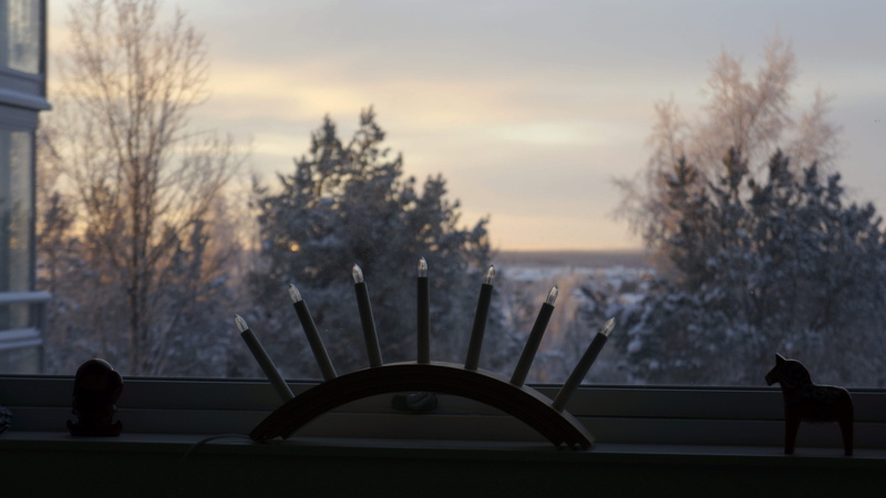 focus on foreground, water, no people, tree, beauty in nature, 4K, outdoors, plant, glass - material, cold temperature, dusk, sunset, sweden, silhouette