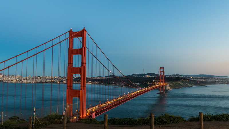 water, nature, sea, bridge - man made structure, red, golden gate bridge, longexpo, 5K, built structure, sunset, united states, sky, travel, transportation