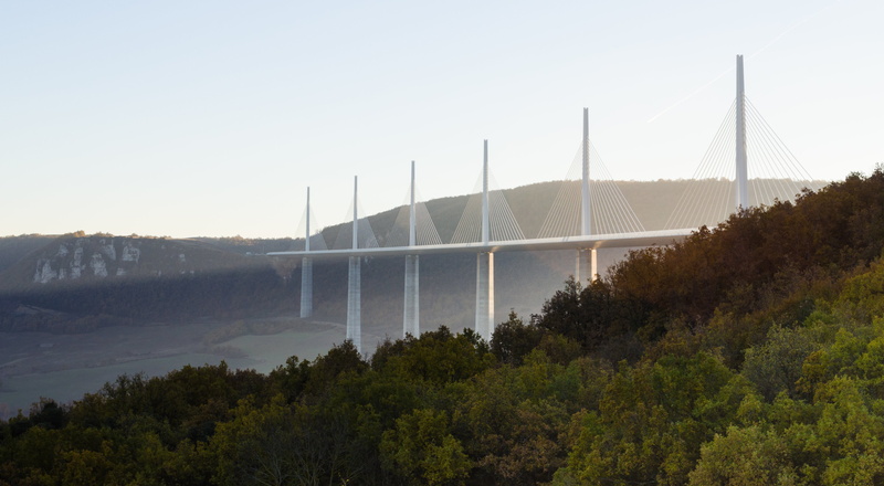 viaduc de millau, scenics - nature, france, tree, forest, no people, architecture, travel, 4K, travel destinations, fog, environment, sky, outdoors, water