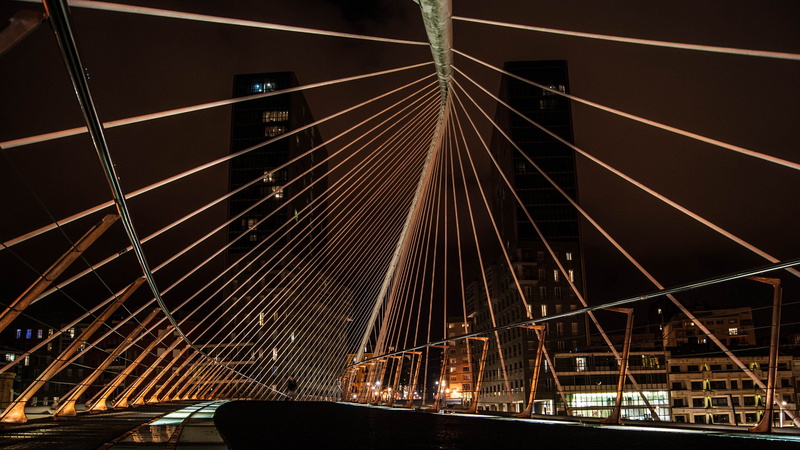 spain, motion, city, bridge, architecture, built structure, connection, building, steel cable, travel, engineering, suspension bridge, transportation, nature